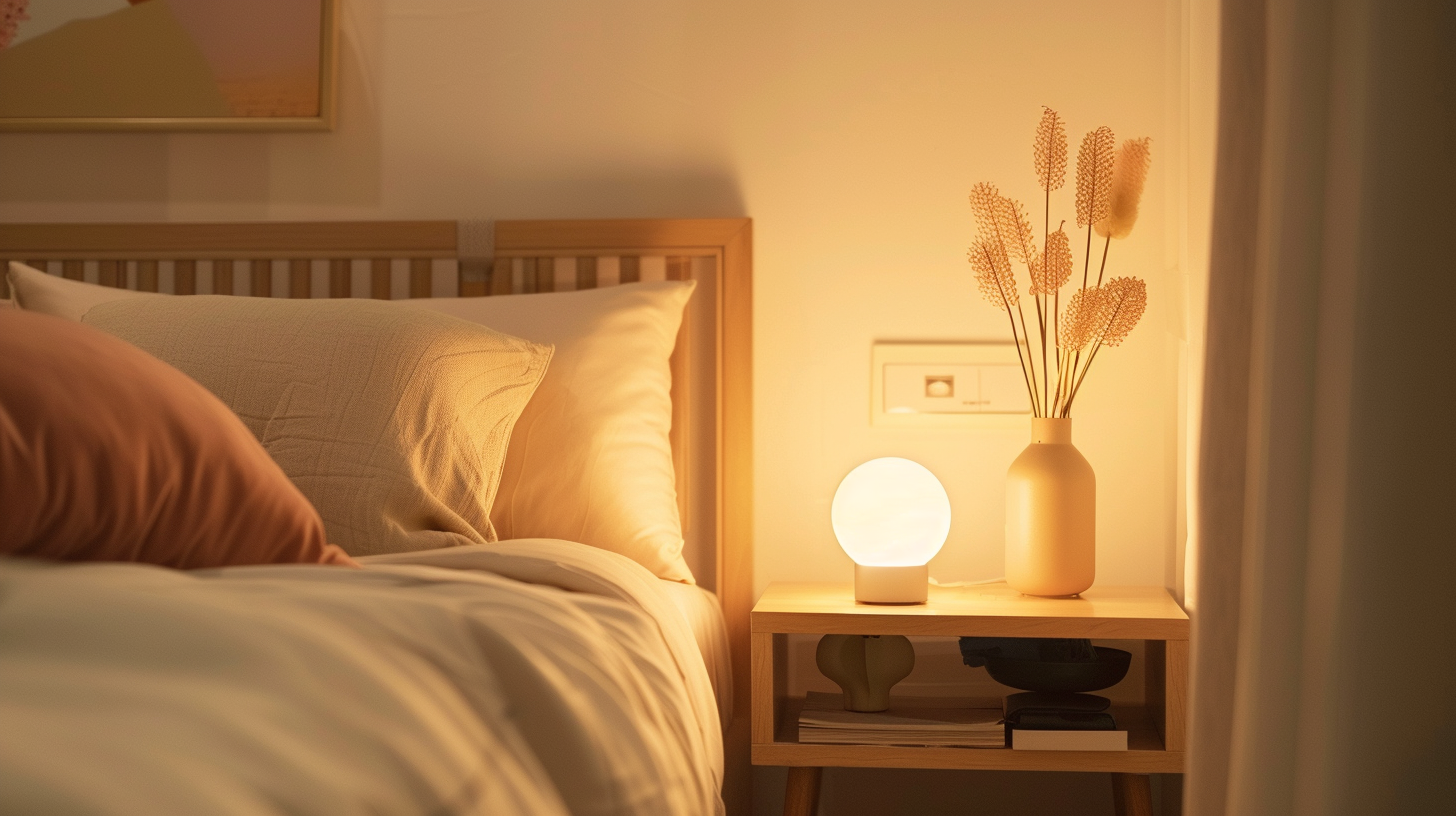 Modern urban LED ambient light with warm glow, perfect for bedrooms and cafes