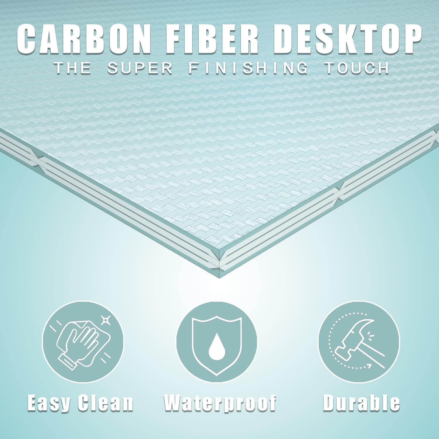 L-Shaped Gaming Desk 51” Corner Computer Desk – Carbon Fiber Style