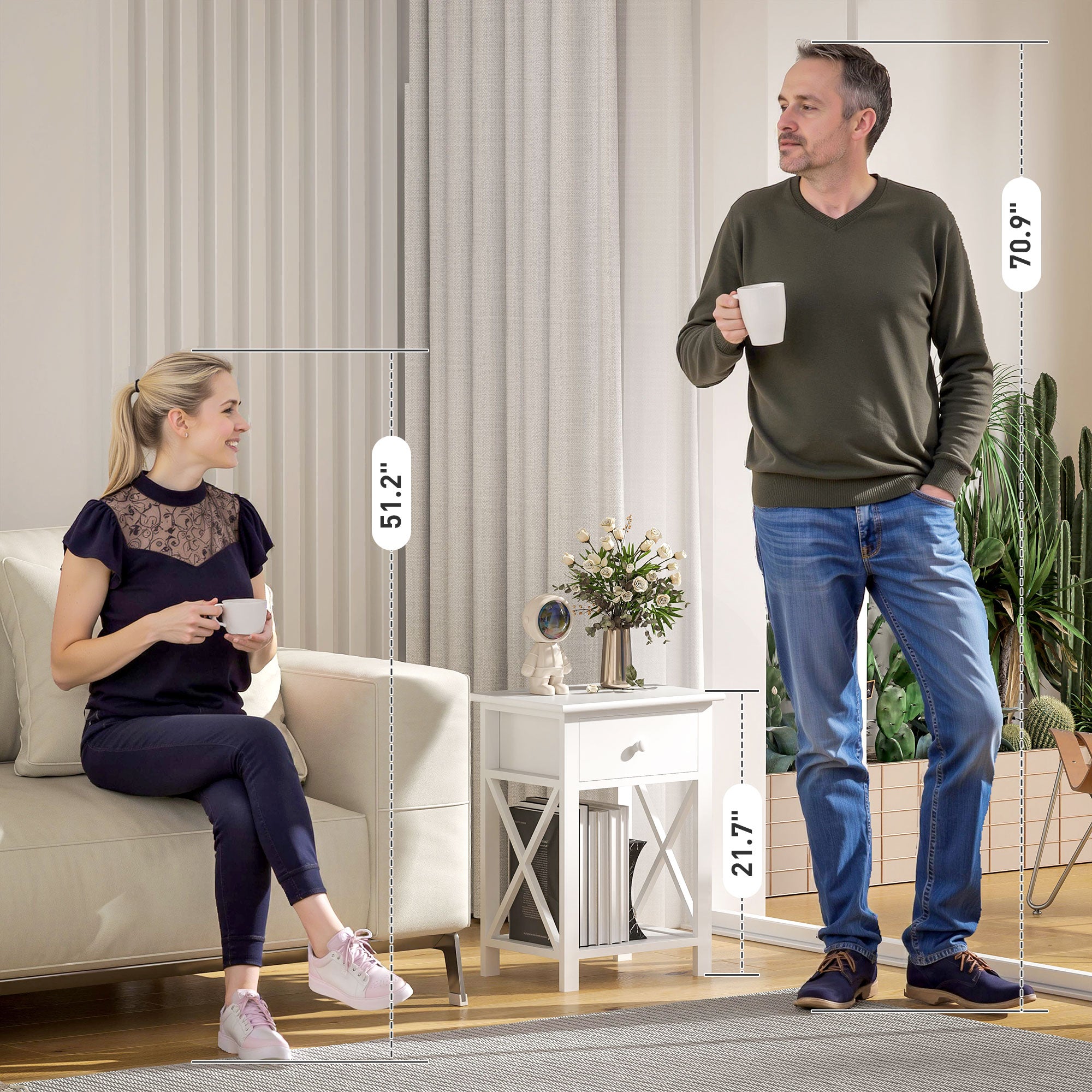 Farmhouse End Table with Drawer & Shelf