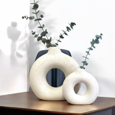 Sculptural Donut Ceramic Vase – Minimal Home Decor Accent