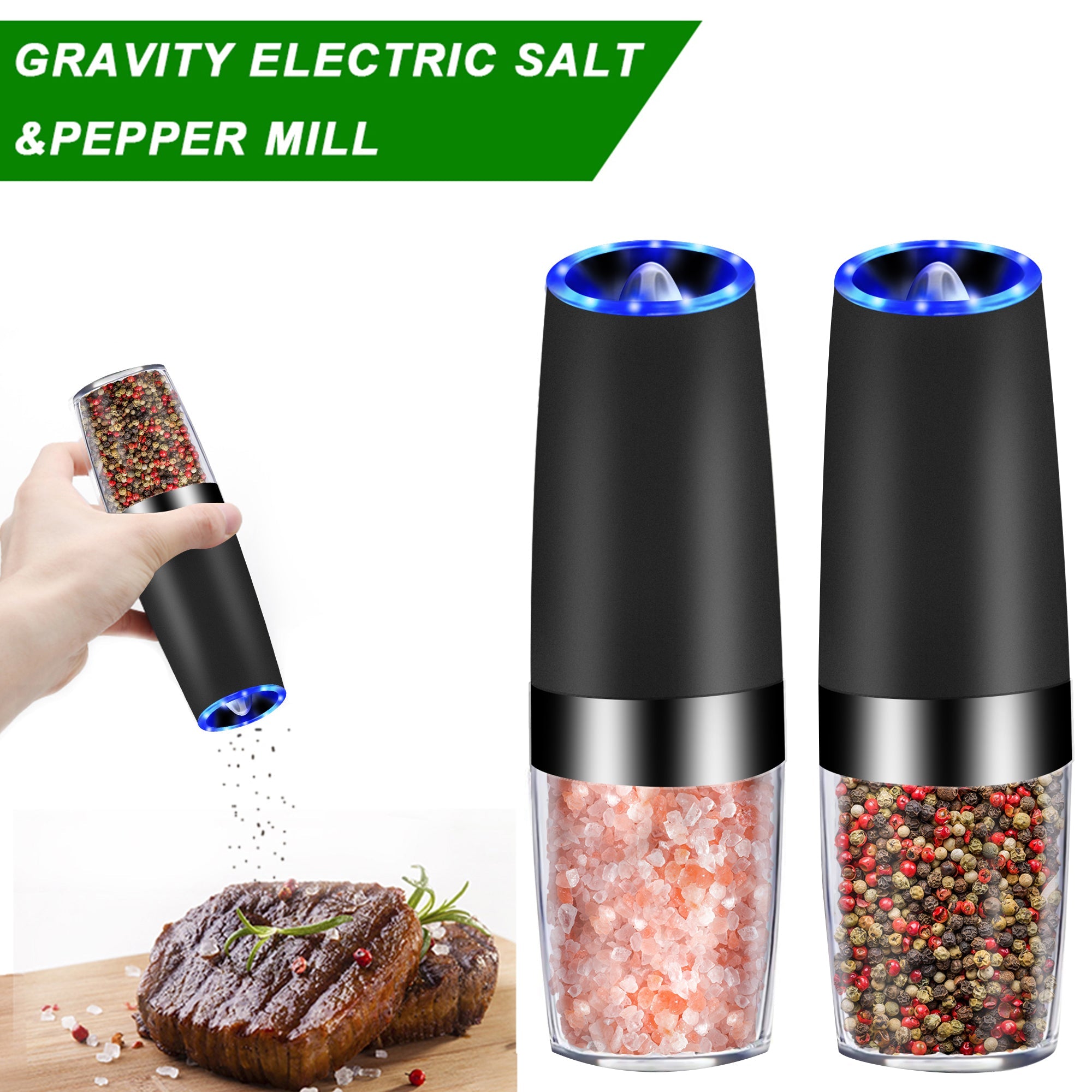 Electric Gravity Sensor Pepper Grinder with LED Light