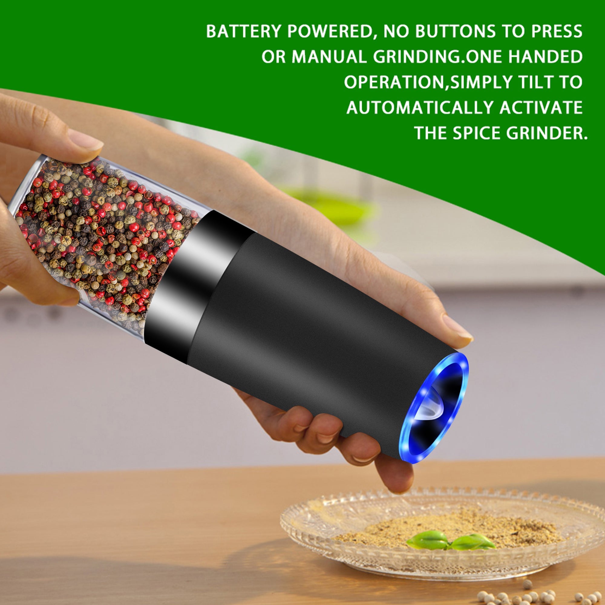 Electric Gravity Sensor Pepper Grinder with LED Light