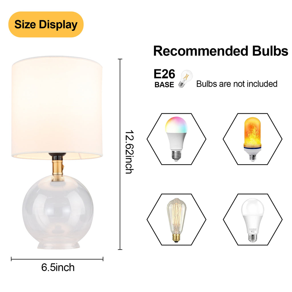 Minimal Glass Table Lamp with Fabric Shade – Soft Ambient Bedside Light