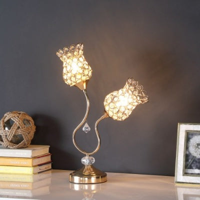 Elegant Rose Gold Floral Table Lamp