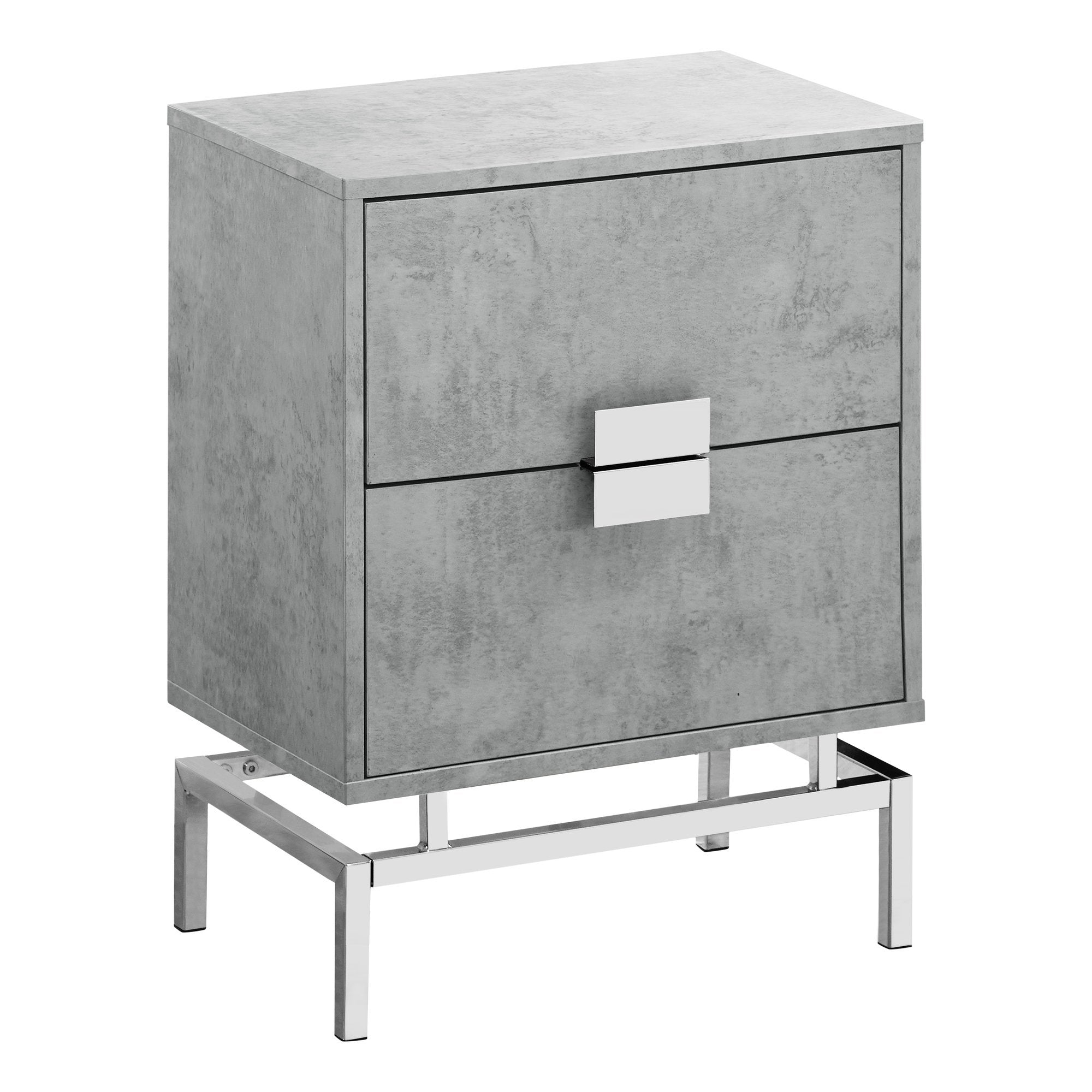 23.5" Modern Chrome Metal Accent Table – Particle Board Side Table