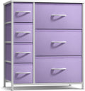 7-Drawer Kids Storage Dresser – Pastel Purple Fabric Drawers