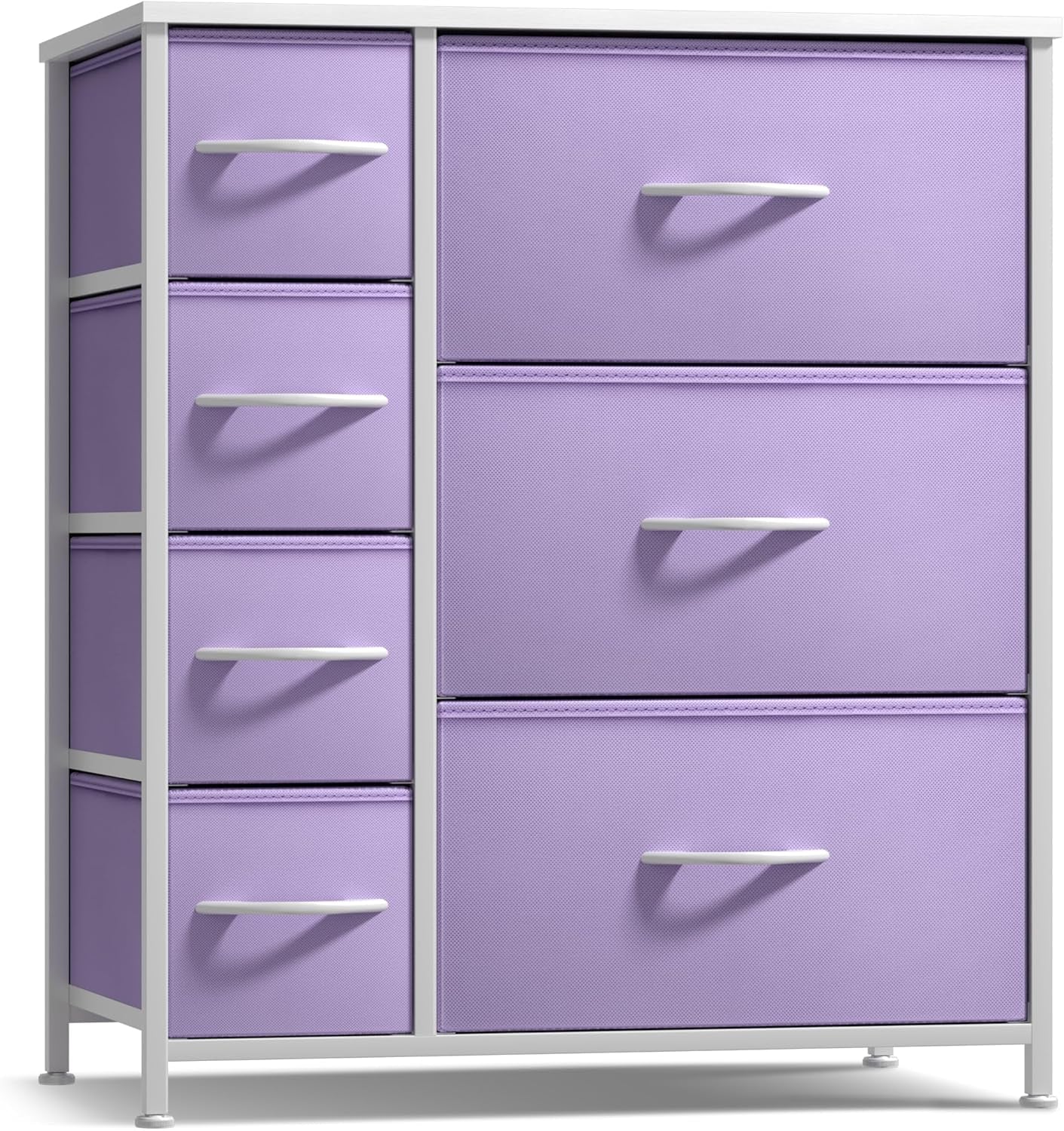 7-Drawer Kids Storage Dresser – Pastel Purple Fabric Drawers