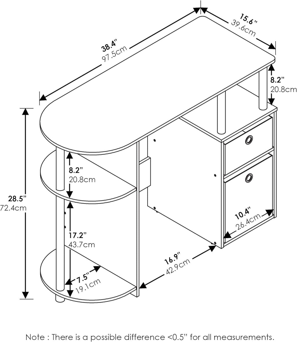 Jaya Simplistic Computer Desk White Oak With Storage