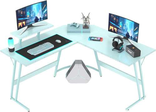L-Shaped Gaming Desk 51” Corner Computer Desk – Carbon Fiber Style