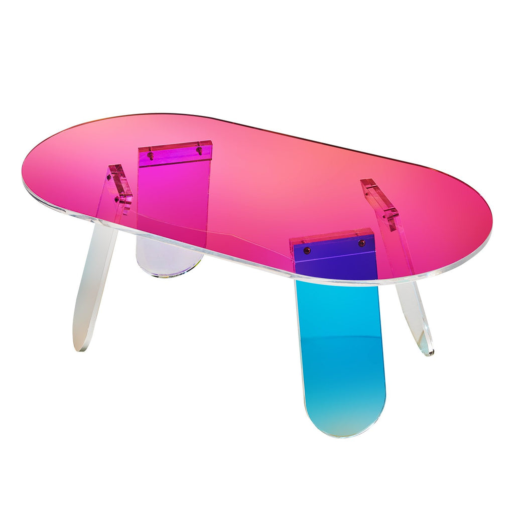 Iridescent Acrylic Side Table – Modern Rainbow Accent Table