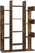 Tree-Shaped Rustic Bookshelf with 13 Shelves – Space-Saving Bookcase