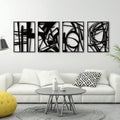 Black Abstract Metal Wall Art Set – Minimalist 3D Home Decor (4 Pack)