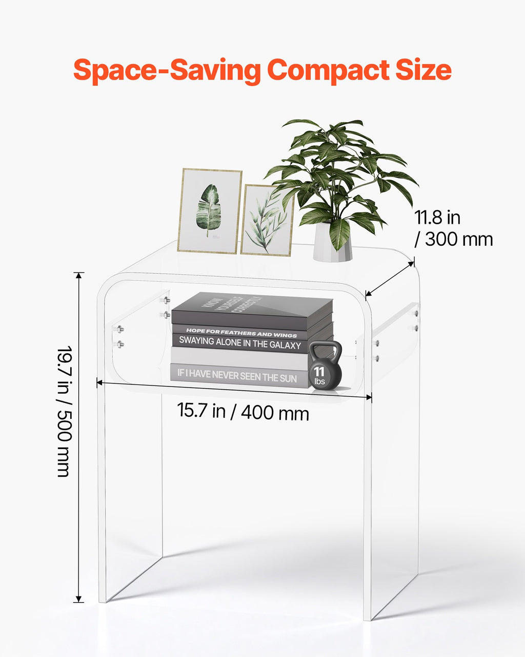 Clear Acrylic Side Table – Modern 2-Tier Bedside & Accent Table