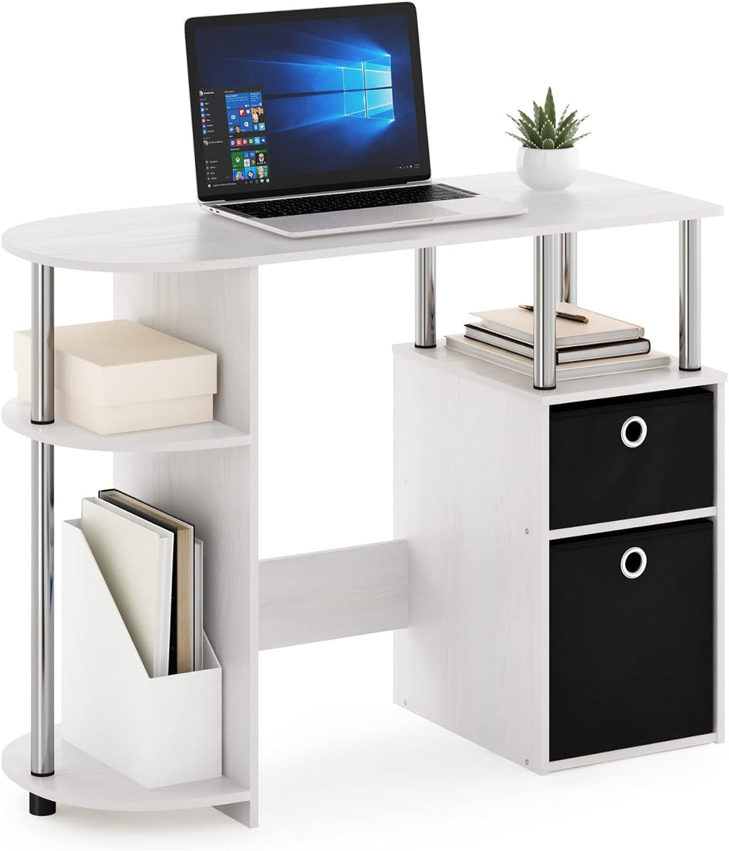 Jaya Simplistic Computer Desk White Oak With Storage