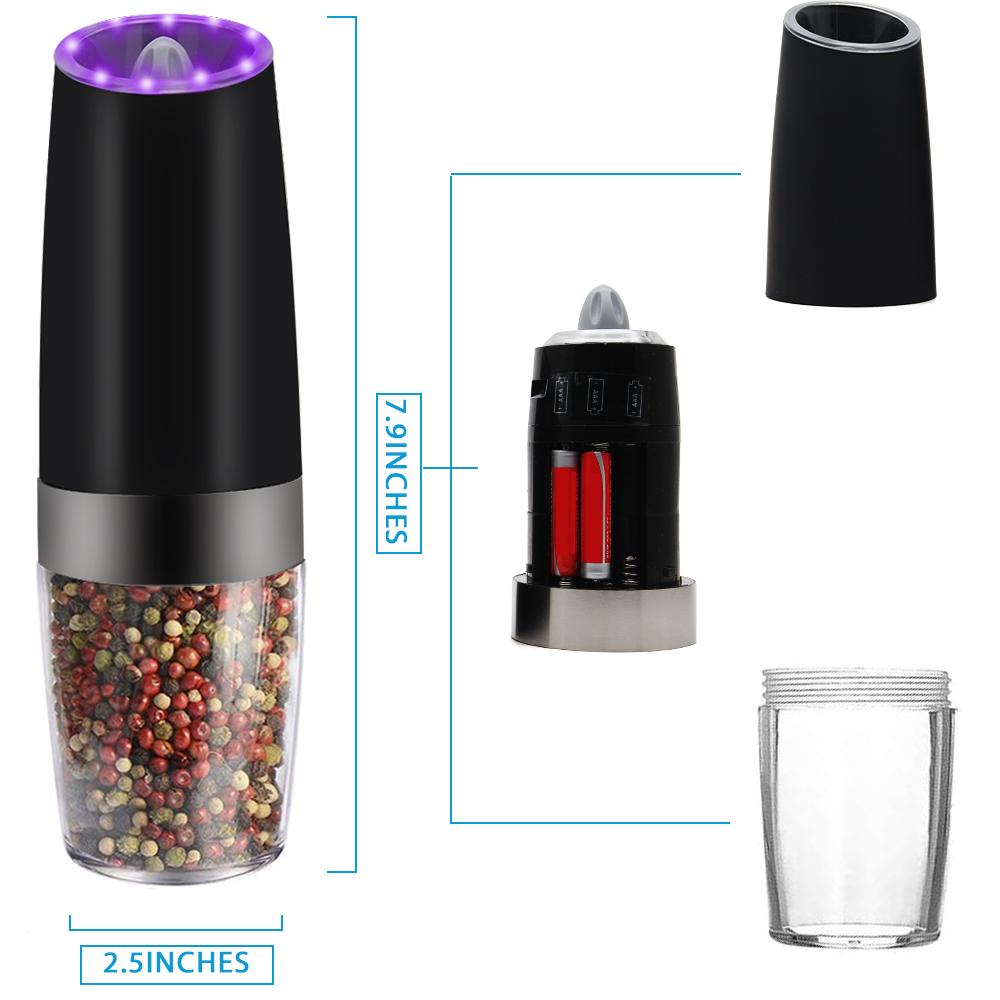 Electric Gravity Sensor Pepper Grinder with LED Light