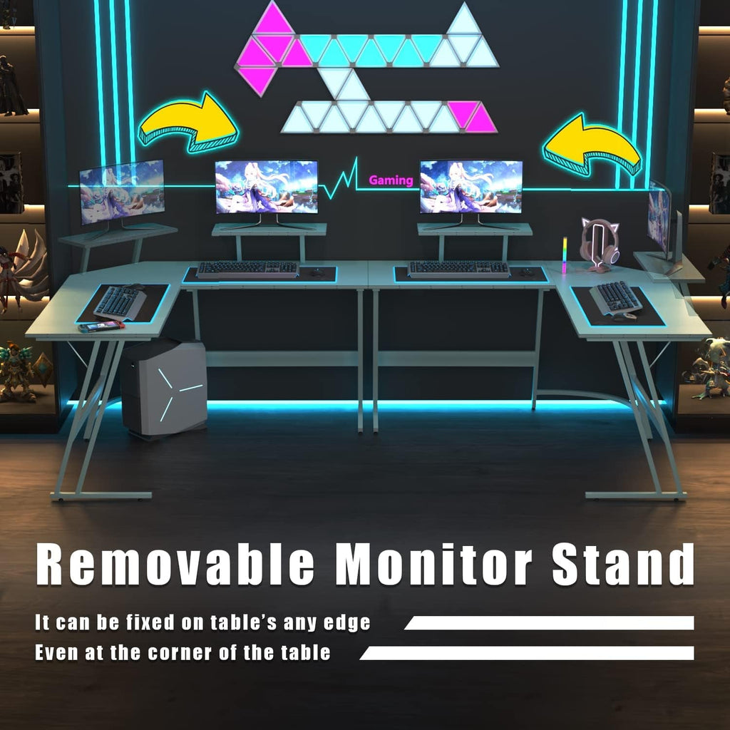 L-Shaped Gaming Desk 51” Corner Computer Desk – Carbon Fiber Style