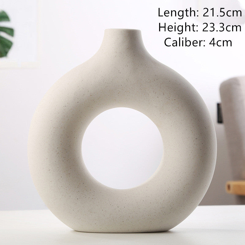 Sculptural Donut Ceramic Vase – Minimal Home Decor Accent