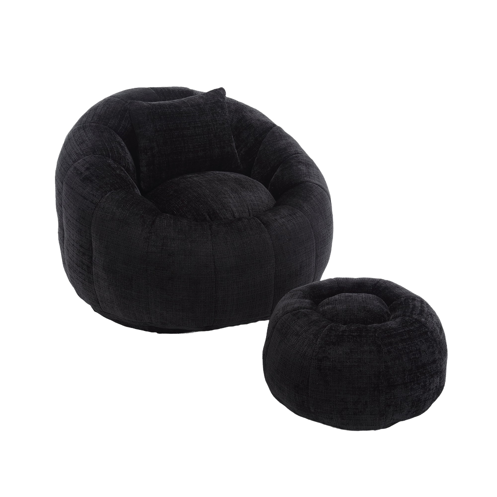 Modern Extra Large Round Bean Bag Chair with Footrest – Ultra Cozy Living Room Lounger