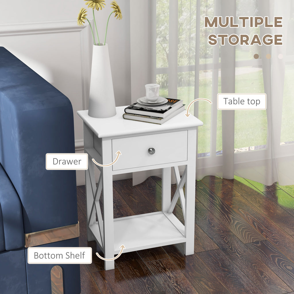 Farmhouse End Table with Drawer & Shelf
