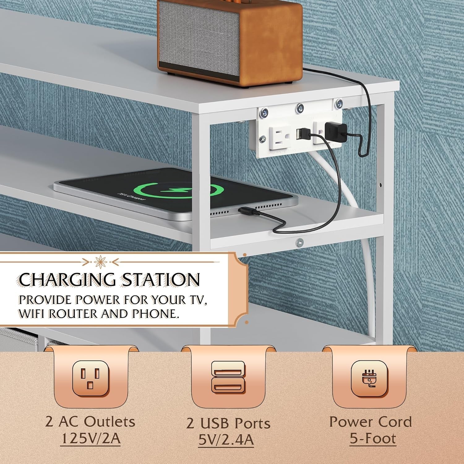 LED Dresser TV Stand with LED Lights & 6 Drawers