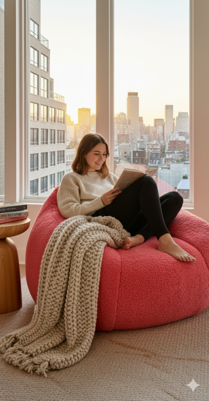 Giant Bean Bag Chair for Adults, Spacious Memory Foam Bean Bag Sofa