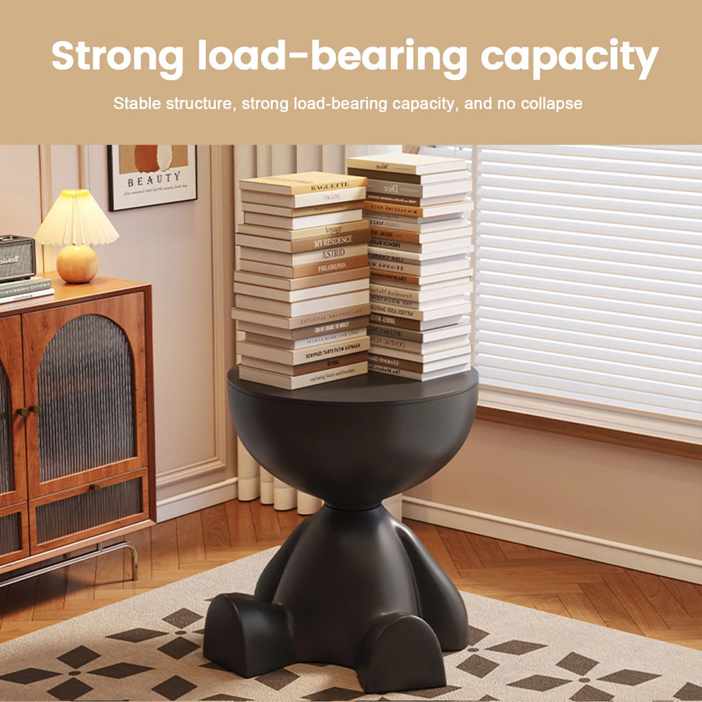 Modern Round Matte Finish Side Table – Small Storage Rack Stool for Living Room