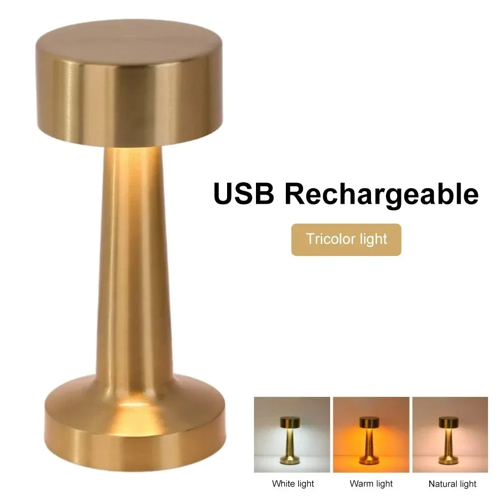 Rechargeable Retro Table Lamp – Metal Touch LED Atmosphere Light