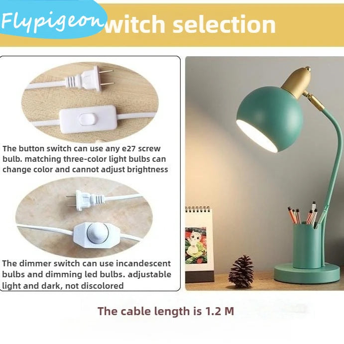 Macaron LED Desk Lamp – Dimmable & Eye-Protection | Nordic Iron Design