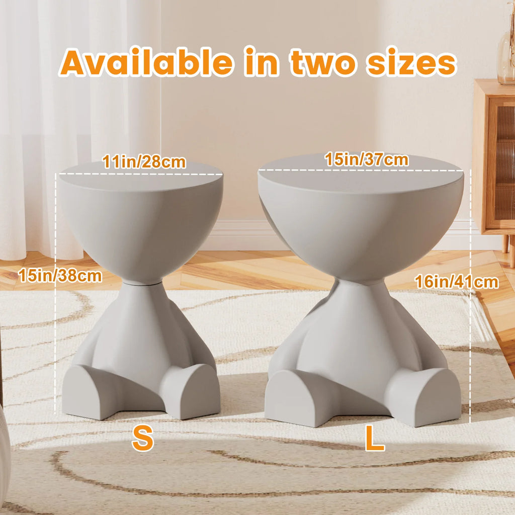 Modern Round Matte Finish Side Table – Small Storage Rack Stool for Living Room