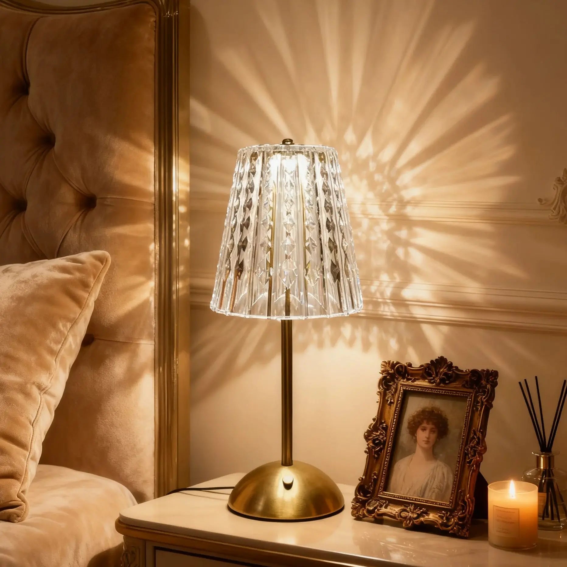 LED Table Lamp Touch Sensor Dimmable Desktop Night Light Rechargeable Wireless Reading Lamp for Hotel Bar Bedroom Decor Light