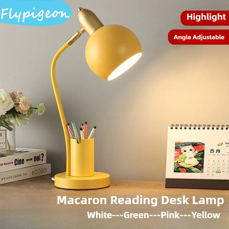 Macaron LED Desk Lamp – Dimmable & Eye-Protection | Nordic Iron Design