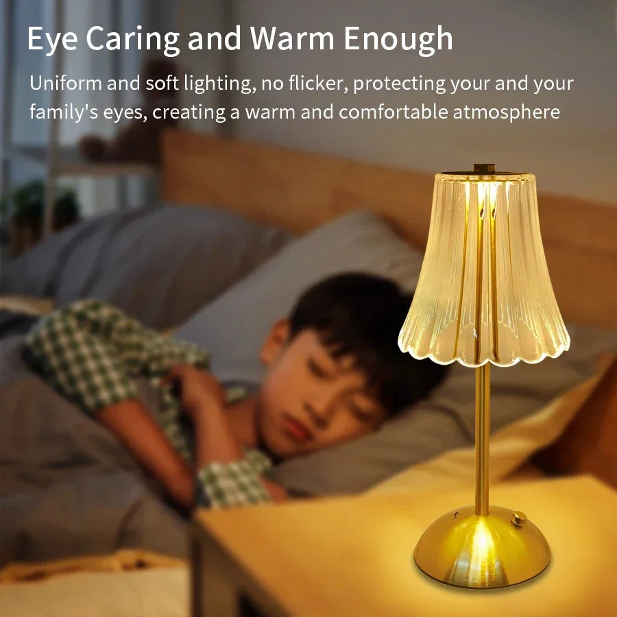 LED Table Lamp Touch Sensor Dimmable Desktop Night Light Rechargeable Wireless Reading Lamp for Hotel Bar Bedroom Decor Light
