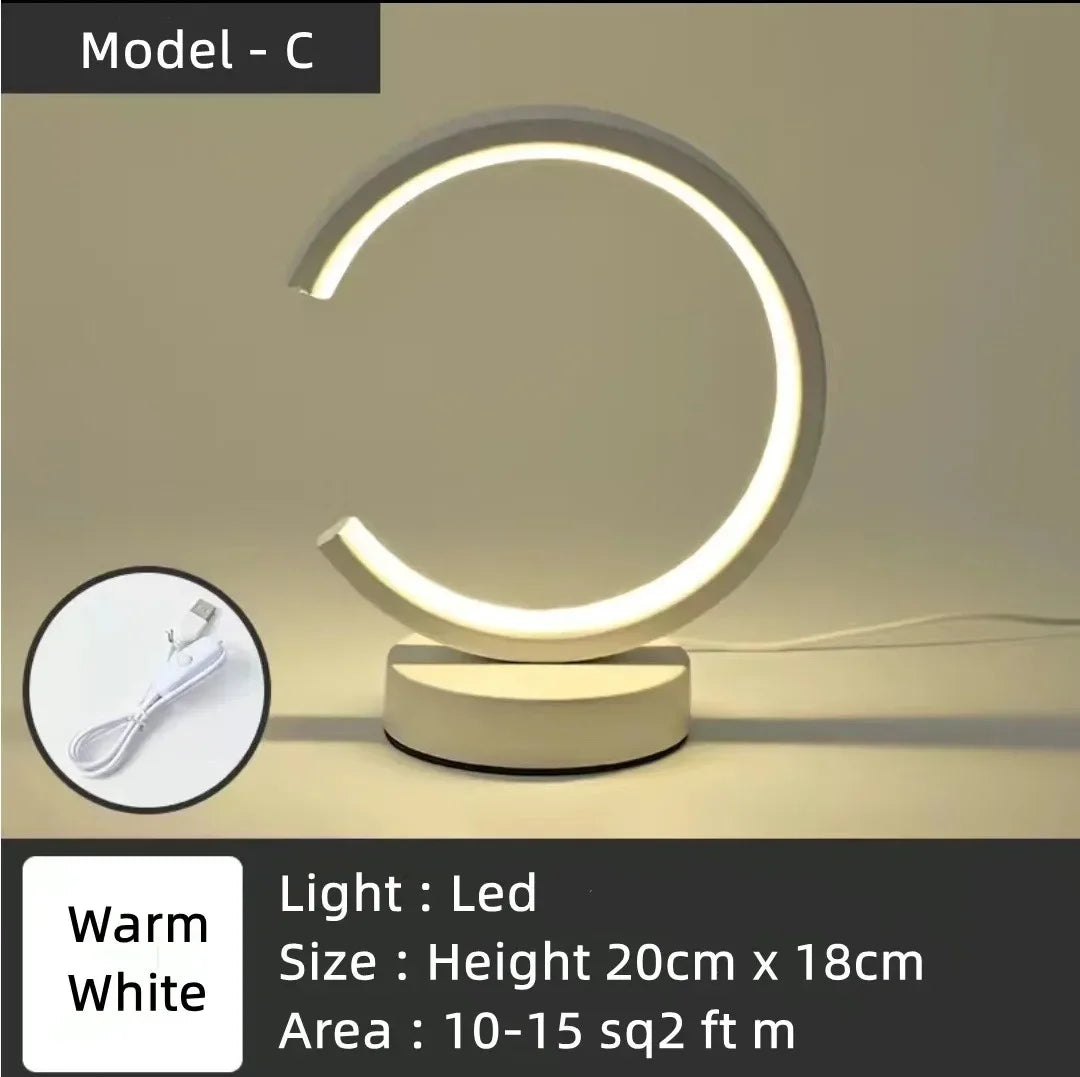 Modern LED Ring Table Lamp – Dimmable Circular Ambient Light 20cm