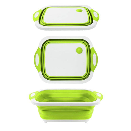 3-in-1 Collapsible Cutting Board with Strainer & Storage Box