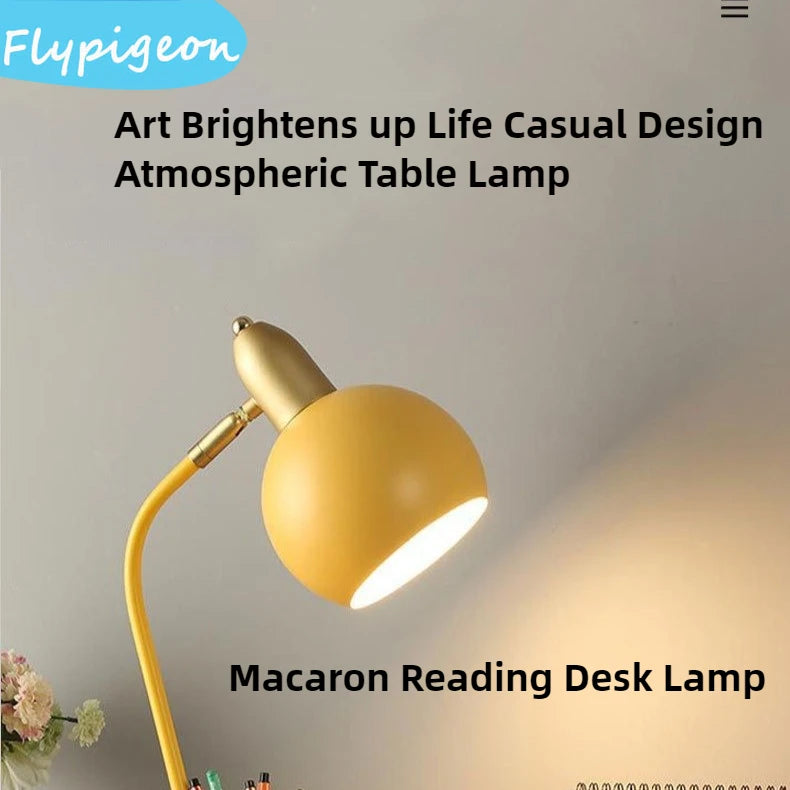 Macaron LED Desk Lamp – Dimmable & Eye-Protection | Nordic Iron Design