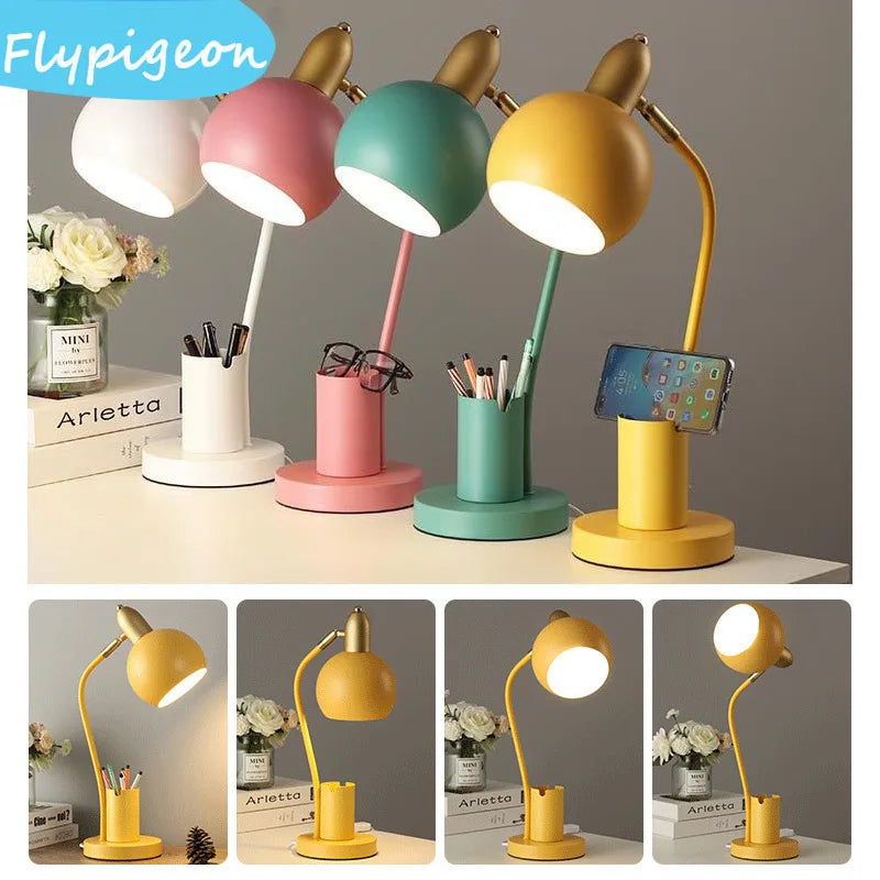 Macaron LED Desk Lamp – Dimmable & Eye-Protection | Nordic Iron Design