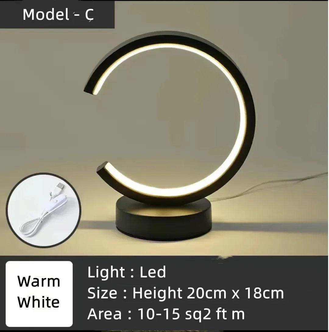 Modern LED Ring Table Lamp – Dimmable Circular Ambient Light 20cm