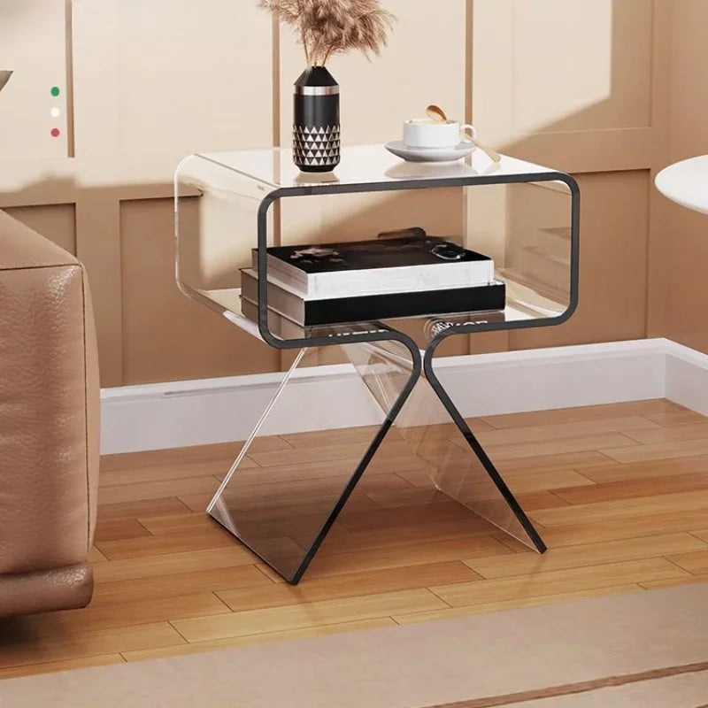 Modern Transparent Acrylic Bedside Table – Creative Mini Side Table