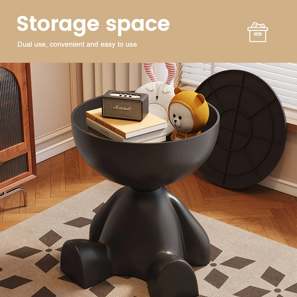 Modern Round Matte Finish Side Table – Small Storage Rack Stool for Living Room