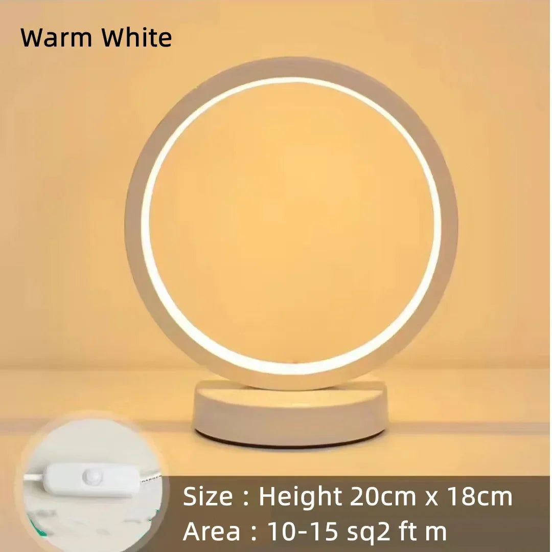 Modern LED Ring Table Lamp – Dimmable Circular Ambient Light 20cm