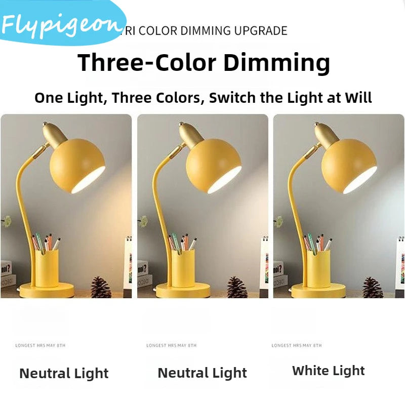 Macaron LED Desk Lamp – Dimmable & Eye-Protection | Nordic Iron Design