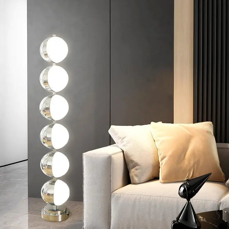 Modern LED Art Floor Lamp – Stainless Steel Minimalist Sphere Light for Living Room & Bedroom