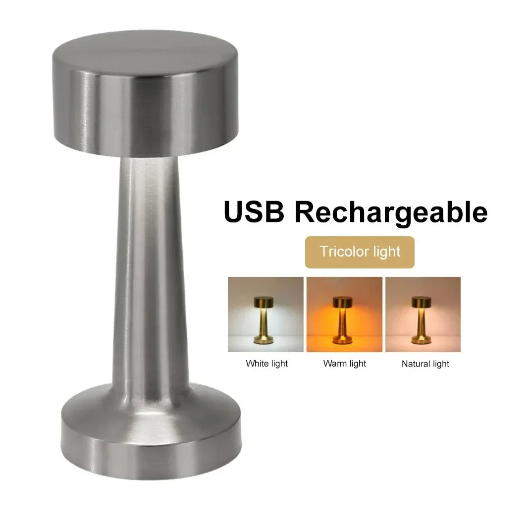 Rechargeable Retro Table Lamp – Metal Touch LED Atmosphere Light