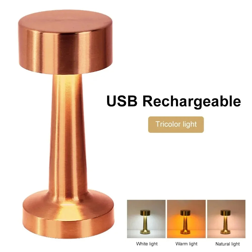 Rechargeable Retro Table Lamp – Metal Touch LED Atmosphere Light