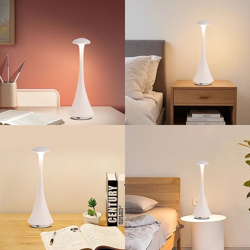 Rechargeable Portable LED Desk Lamp – Touch Control Mushroom Light for Bedroom & Cozy Decor