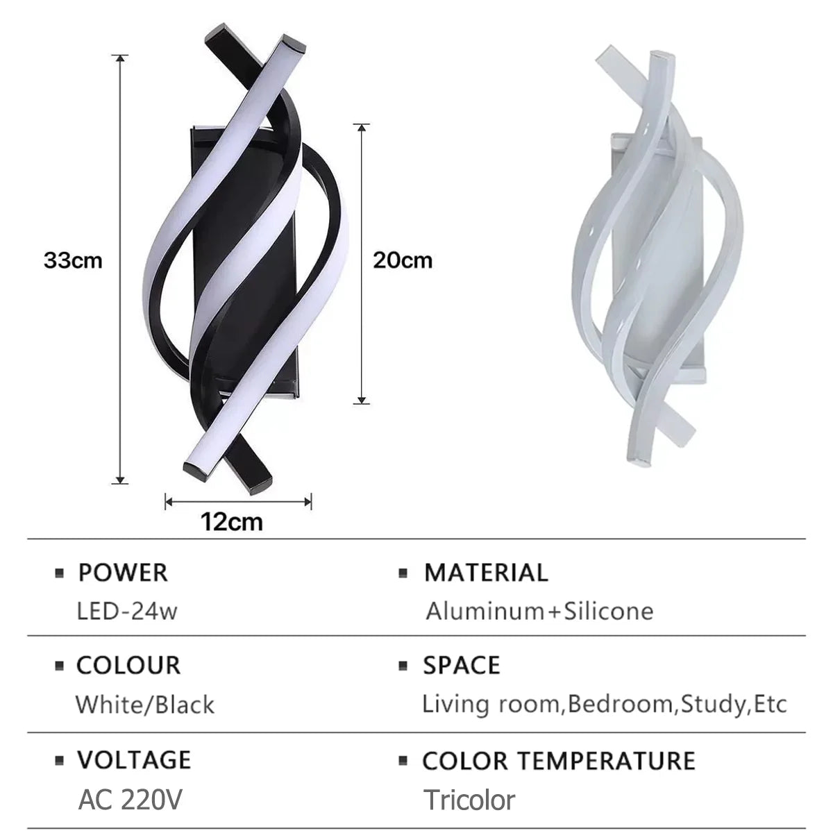 Modern Led Wall Light Energy Saving Artistic Lamp Cool White Lighting Fixture Minimalist Mounted Black Metal Sconce Simple Decor