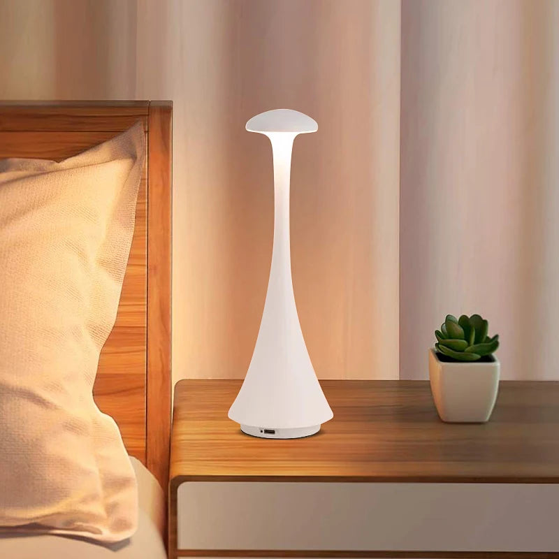 Rechargeable Portable LED Desk Lamp – Touch Control Mushroom Light for Bedroom & Cozy Decor