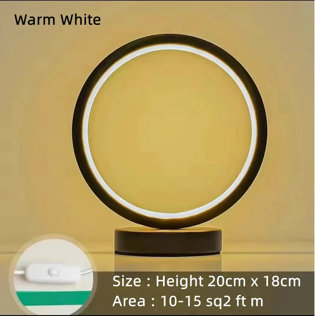 Modern LED Ring Table Lamp – Dimmable Circular Ambient Light 20cm