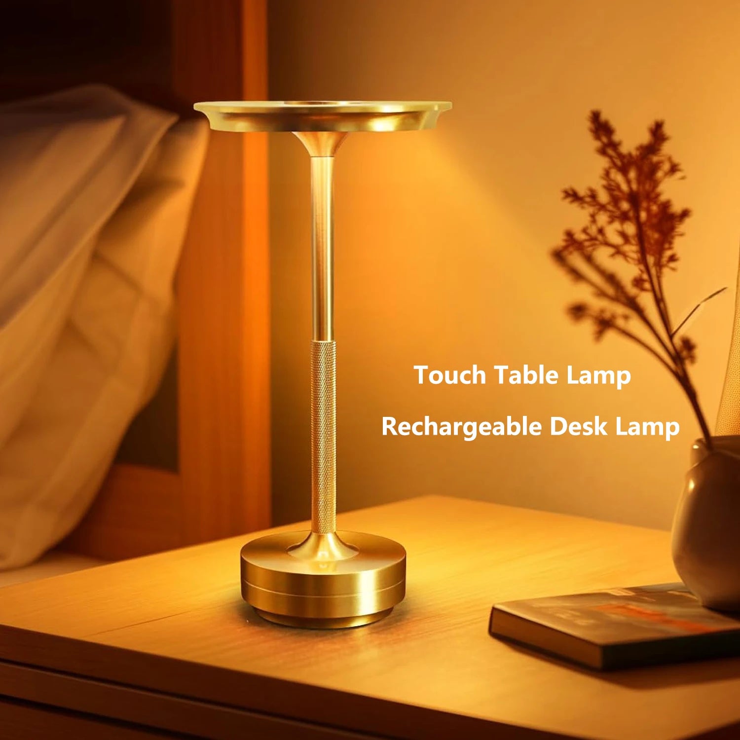 Wireless Aluminum LED Desk Lamp – Touch Dimming & Rechargeable