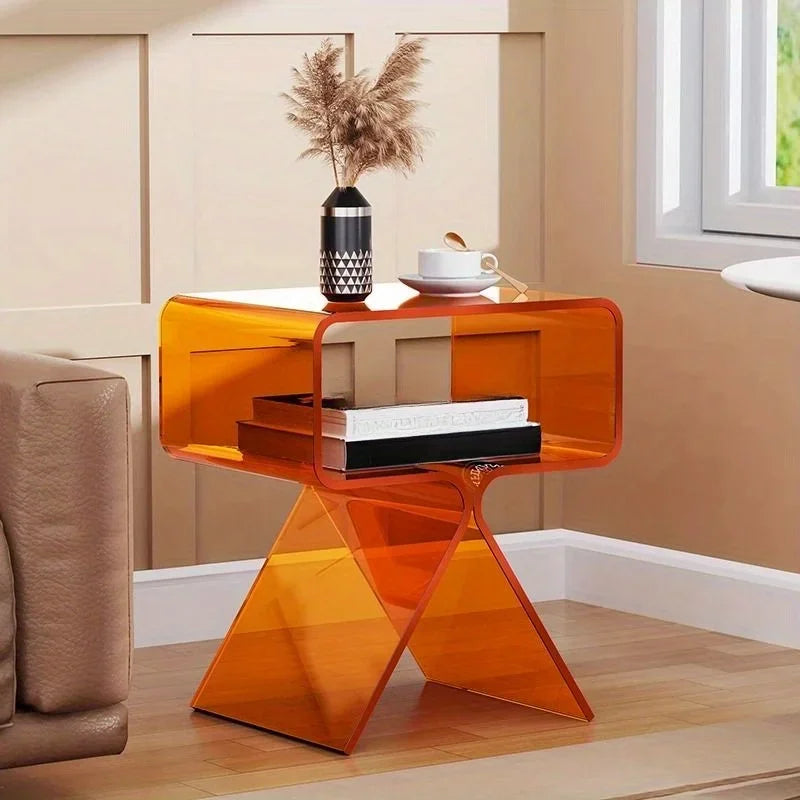 Modern Transparent Acrylic Bedside Table – Creative Mini Side Table